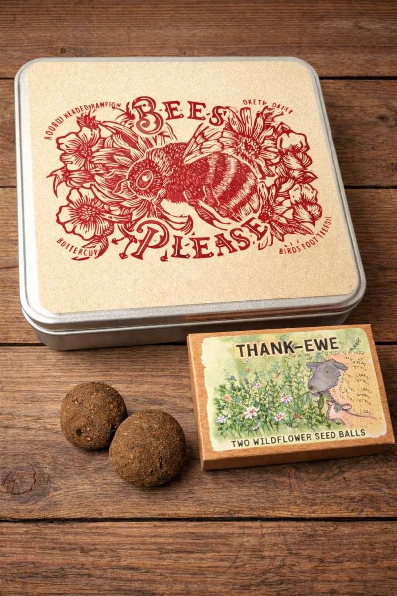 Premium Gift Tin of 6 Mini Wildflower Seed Ball Boxes - Image 3
