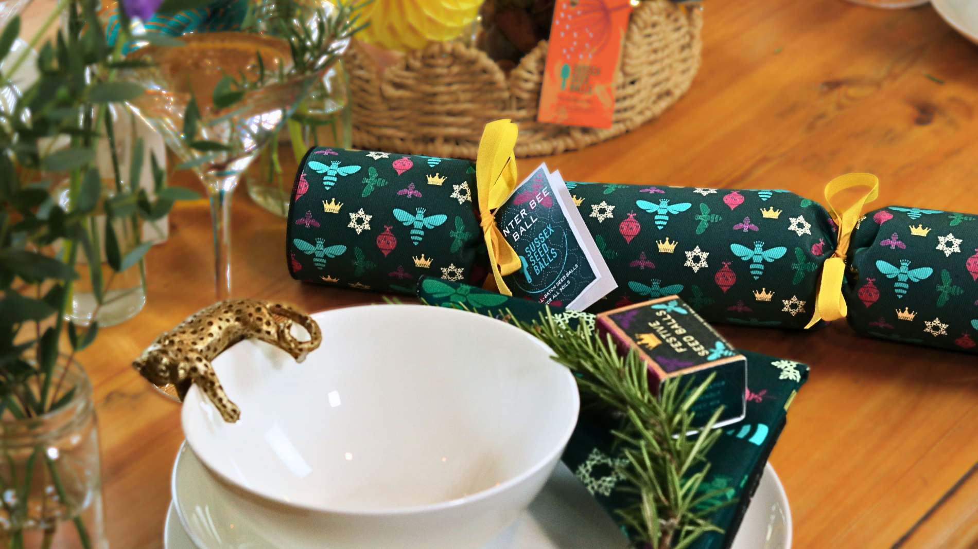 Festive mini gift box containing two hand-made wildflower seed balls - Image 4